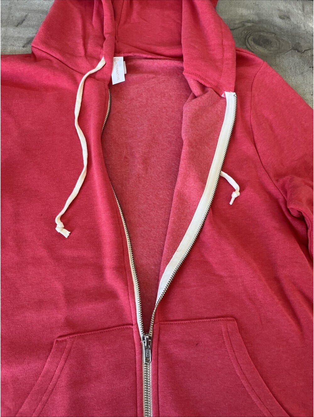 alternative apparel Zipped Hoodie Unisex Sweatshirt Heather Red Size Medium RARE - Picture 4 of 5